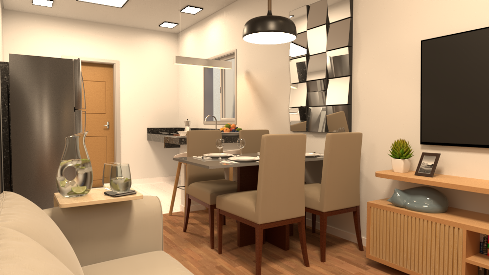 Sala de estar e jantar integradas da Casa Açucena