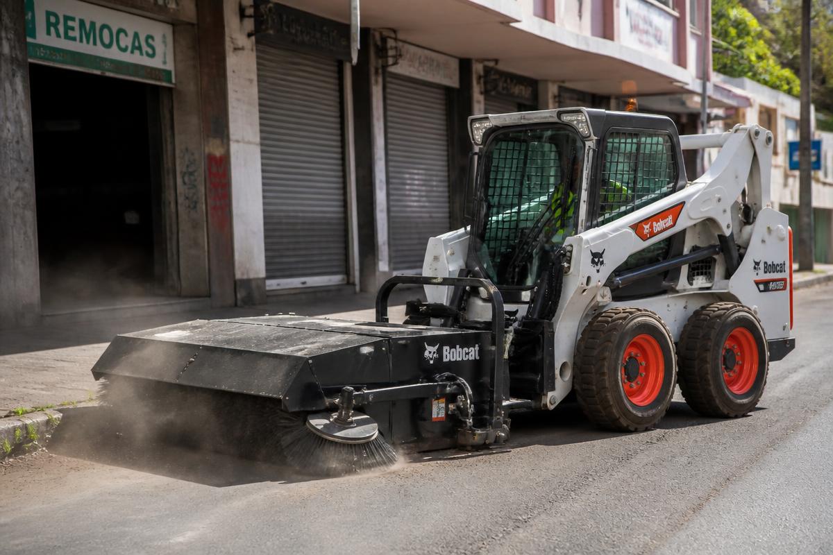 Bobcat com Vassoura disponível para locação em Teresina